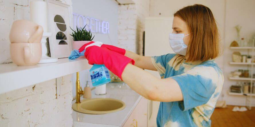 cleaning spray in kitchen