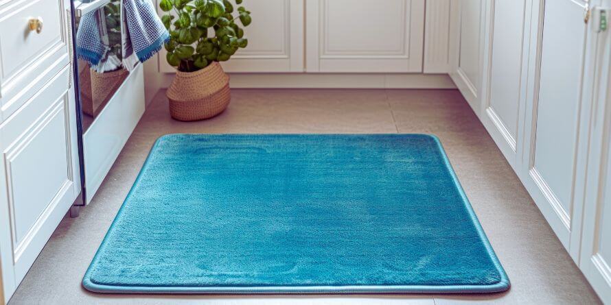 blue floral kitchen mat