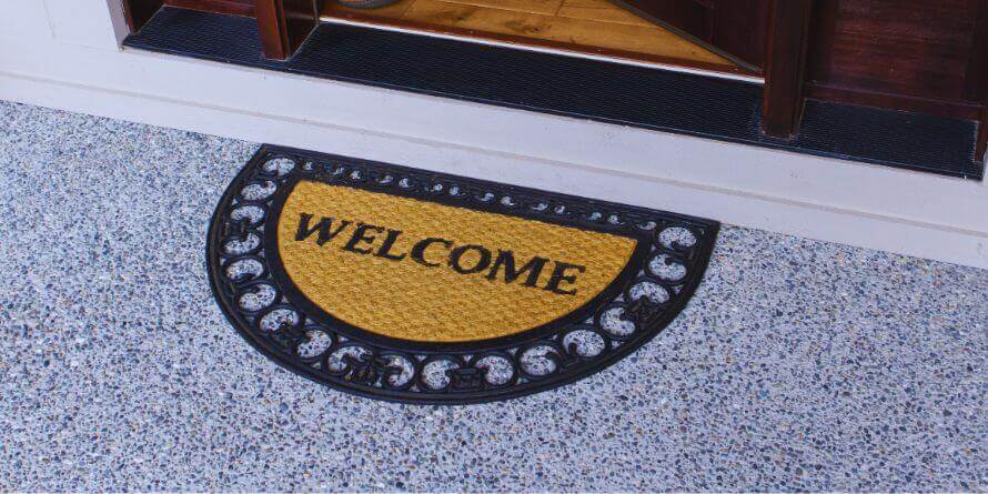 welcome kitchen mat