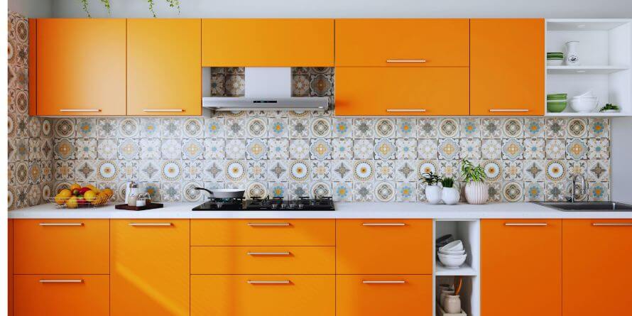 yellow wooden kitchen