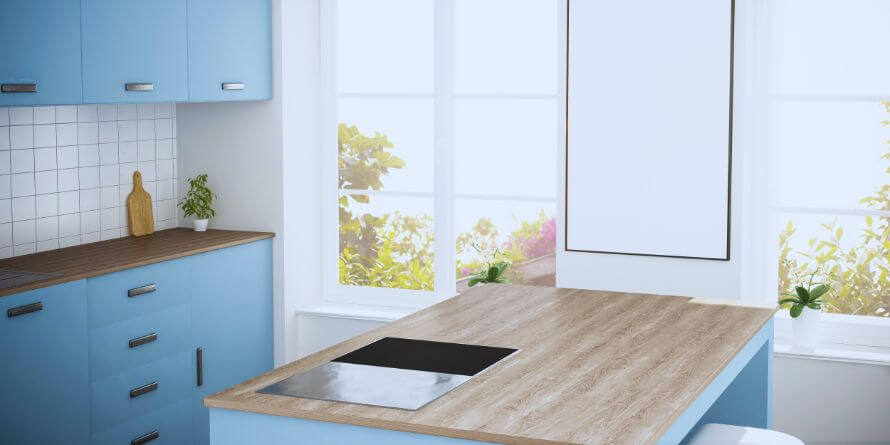 blue kitchen blackspashes